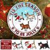 Personalized Meowy Chrismas 'Tis The Season To Be Jolly Circle Ornament NVL18AUG21NQ1 Circle Ornament Humancustom - Unique Personalized Gifts