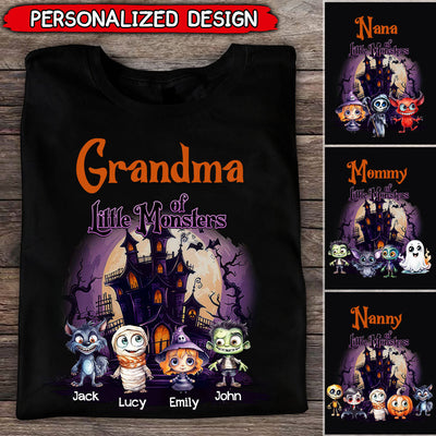 Grandma Of These Little Monsters - Family Personalized Custom Unisex T-shirt, Hoodie, Sweatshirt - Halloween Gift, Gift For Grandma, Grandpa NVL18AUG23TP1