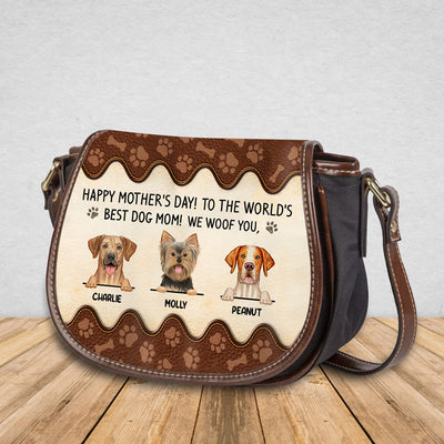 To The World Best Dog Mom, We Woof You, Personalized Tambourin Bag With Single Strap, Gifts For Dog Lovers NVL19APR24TT1