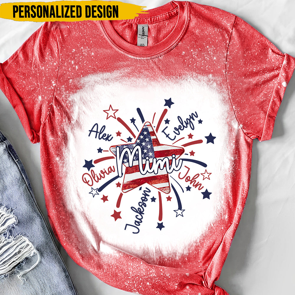 4th of July America Flag Star Mimi Mom Little Kids Personalized 3D T-shirt NVL19APR24TT2
