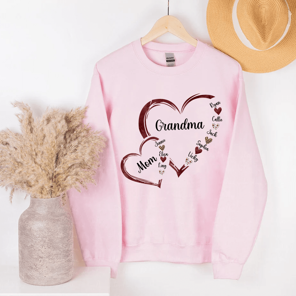 Personalized Mom Grandma And Grandkids Hearts Gift For Grandma Sweatshirt NVL19DEC23KL2 2d sweatshirt HumanCustom - Unique Personalized Gifts Made Just for You 