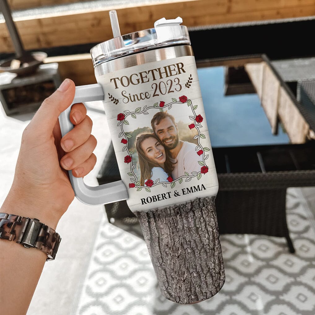 Custom Photo Together Since Couple - Personalized 40oz Tumbler With Straw NVL19DEC23TT1 Tumbler With Straw HumanCustom - Unique Personalized Gifts Made Just for You 