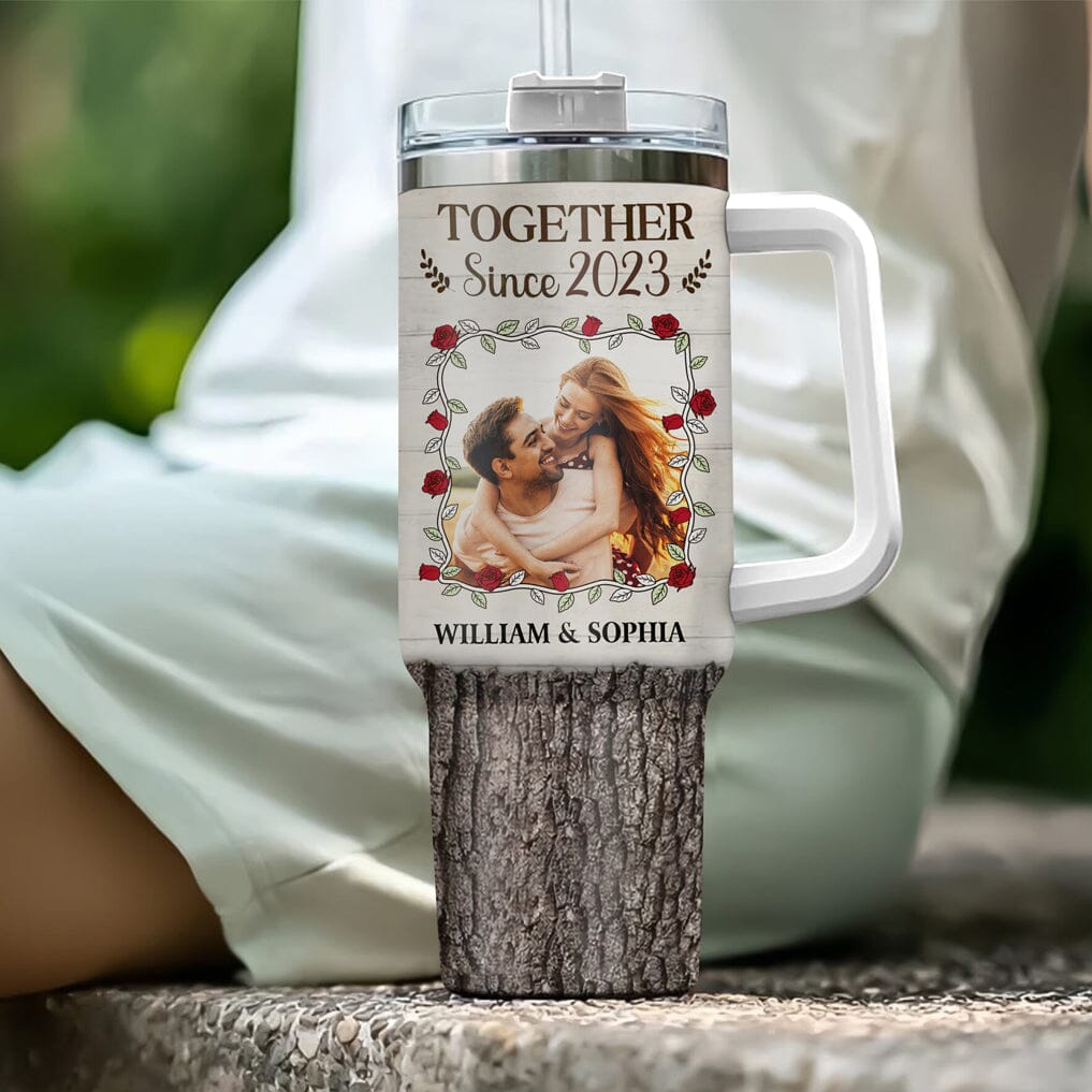 Custom Photo Together Since Couple - Personalized 40oz Tumbler With Straw NVL19DEC23TT1 Tumbler With Straw HumanCustom - Unique Personalized Gifts Made Just for You 