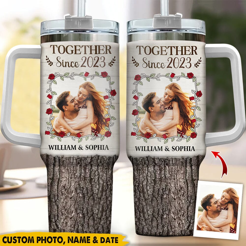 Custom Photo Together Since Couple - Personalized 40oz Tumbler With Straw NVL19DEC23TT1 Tumbler With Straw HumanCustom - Unique Personalized Gifts Made Just for You 