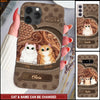 Personalized Cat Mom Puppy Pet Cats Lover Texture Leather Phone case NVL19FEB22TT2 Silicone Phone Case Humancustom - Unique Personalized Gifts