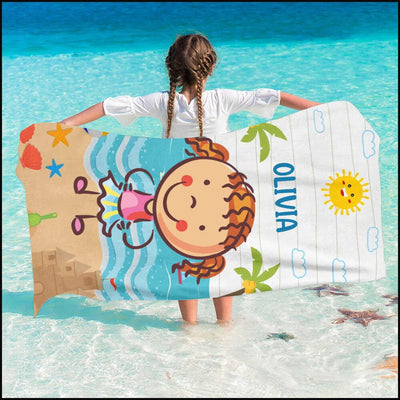 Cute Kid On The Beach Personalized Beach Towel NVL19JUN23VA2