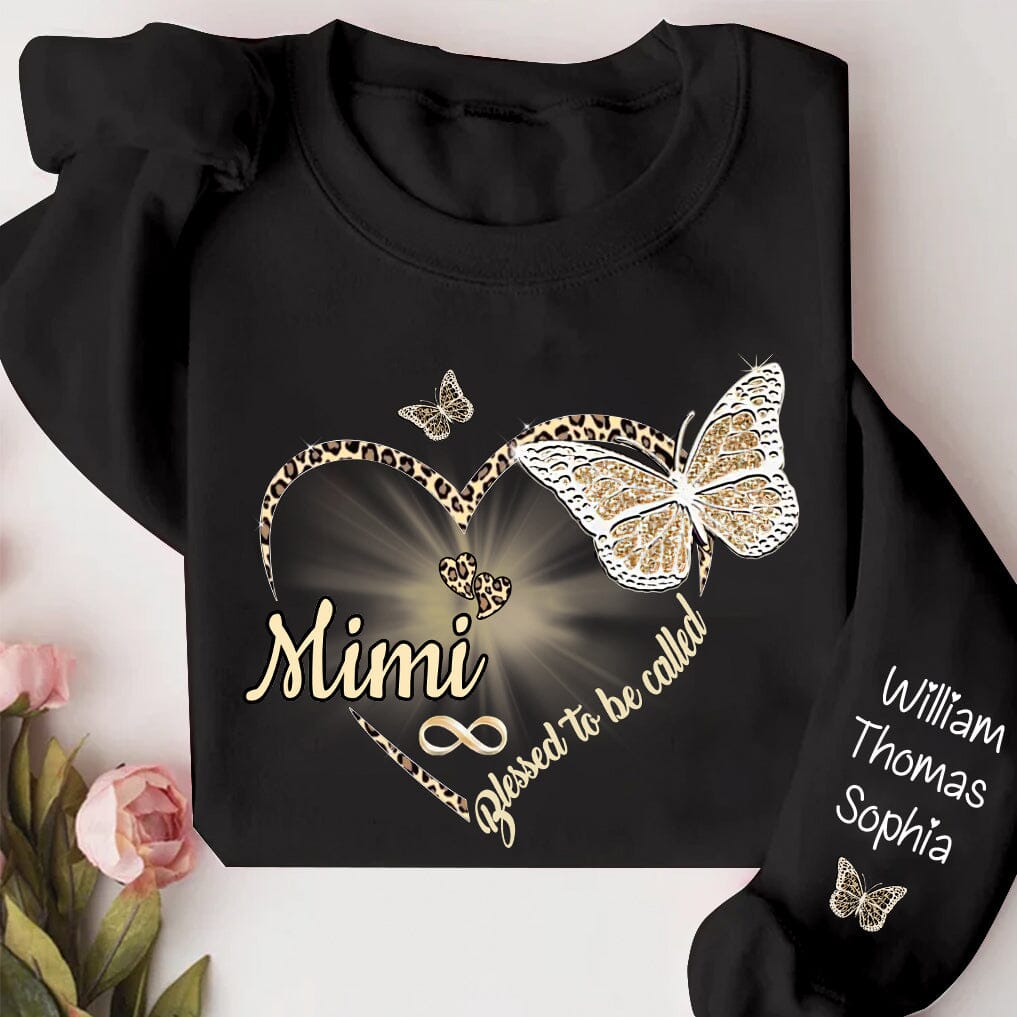 Personalized Blessed To Be Called Nana Mom Butterfly Sweatshirt NVL19OCT23TT1 Black T-shirt and Hoodie HumanCustom - Unique Personalized Gifts Made Just for You 