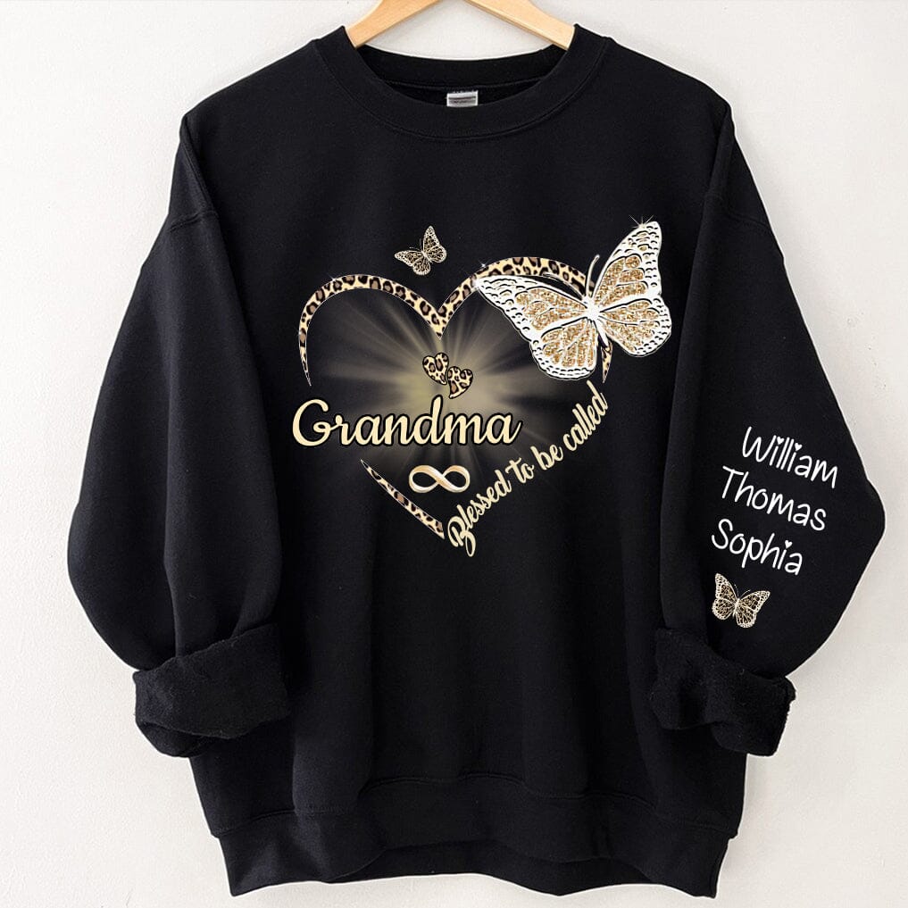 Personalized Blessed To Be Called Nana Mom Butterfly Sweatshirt NVL19OCT23TT1 Black T-shirt and Hoodie HumanCustom - Unique Personalized Gifts Made Just for You Sweatshirt S Black