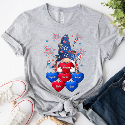 Personalized 4th Of July Gnome Grandma Mimi Mom With Heart kids Shirt NVL20APR24KL2