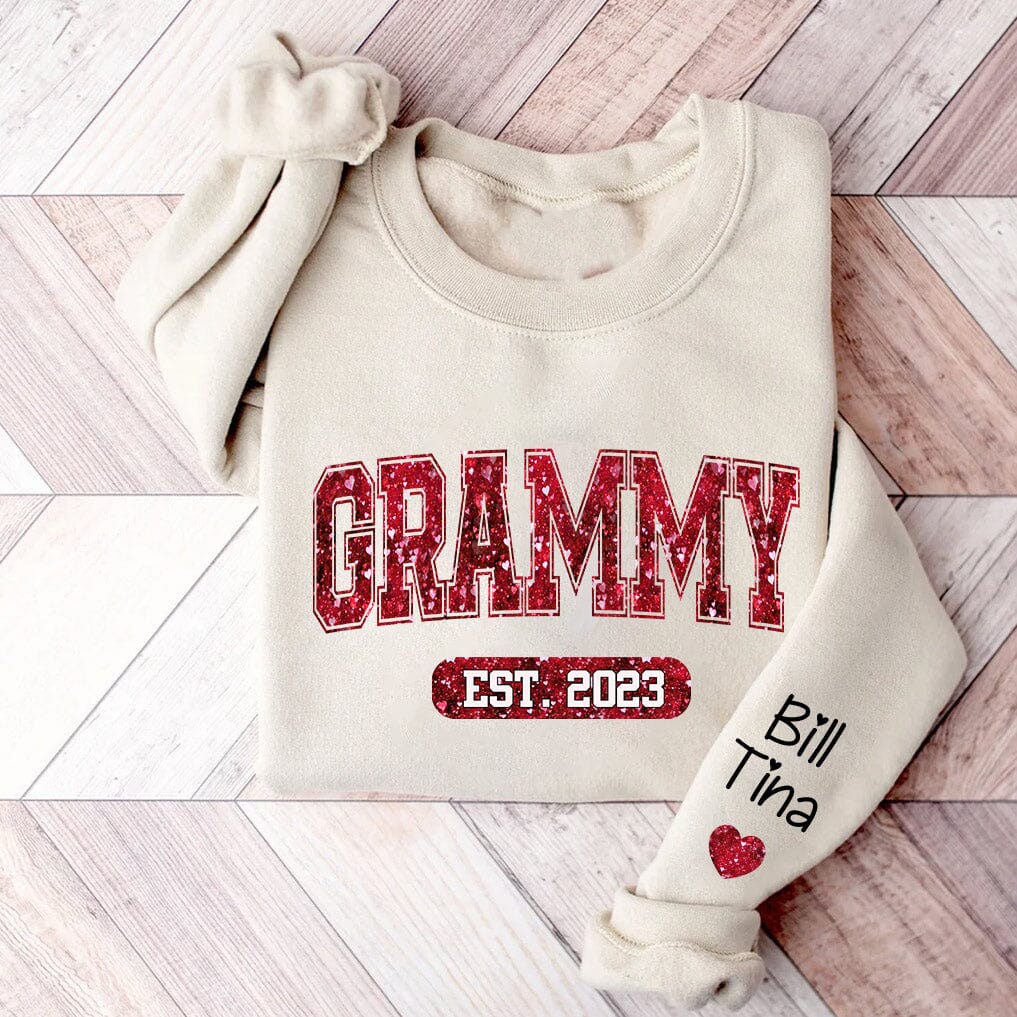 Heart Glitter Custom Name Mimi Nana Grandma Mom Mama Est And Kids Sweatshirt NVL20DEC23NA1 2d sweatshirt HumanCustom - Unique Personalized Gifts Made Just for You 