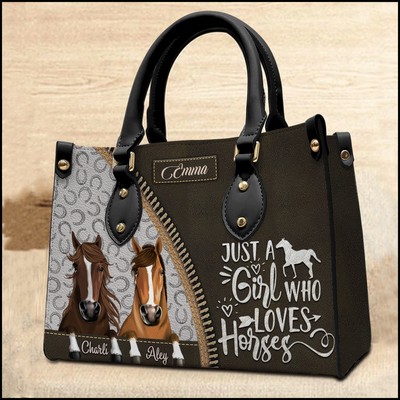 Just A Girl Who Loves Horses Personalized Leather Handbag NVL20FEB24KL3