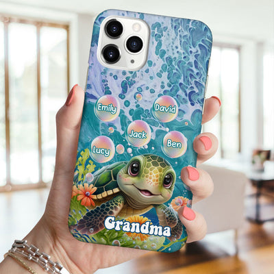 Beachy Sea Turtle Tough Grandma Mom With Grandkids Personalized Phone case NVL20JUN23TP1