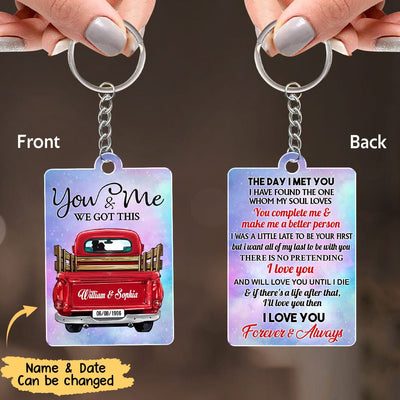 You And Me We Got This - Red Truck Couple Personalized Acrylic Keychain NVL20MAR23CT2 Acrylic Keychain - 2 Sided Humancustom - Unique Personalized Gifts 6.5x6.5 cm 1 Keychain