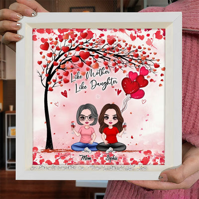 Pretty Doll Mom & Daughter Sitting Under Heart Tree, Like Mother Like Daughter Personalized Light Up Shadow Box NVL20MAR23VA1 Light Up Shadow Box Humancustom - Unique Personalized Gifts
