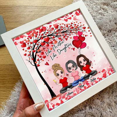 Pretty Doll Mom & Daughter Sitting Under Heart Tree, Like Mother Like Daughter Personalized Light Up Shadow Box NVL20MAR23VA1 Light Up Shadow Box Humancustom - Unique Personalized Gifts