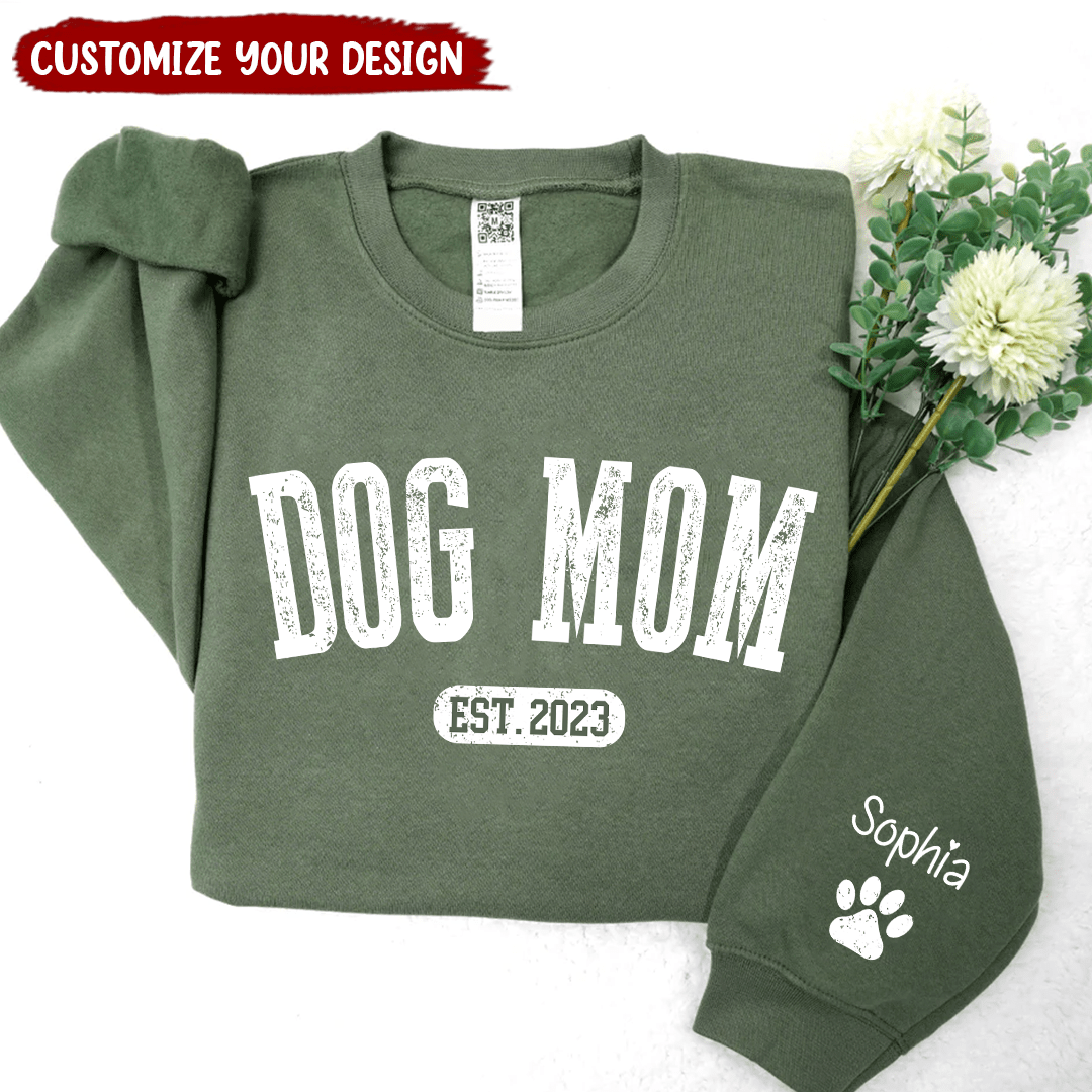 Puppy Pet Dog Mom Est Year Pawprint Personalized Sweatshirt NVL20NOV23KL1 2d sweatshirt HumanCustom - Unique Personalized Gifts Made Just for You 