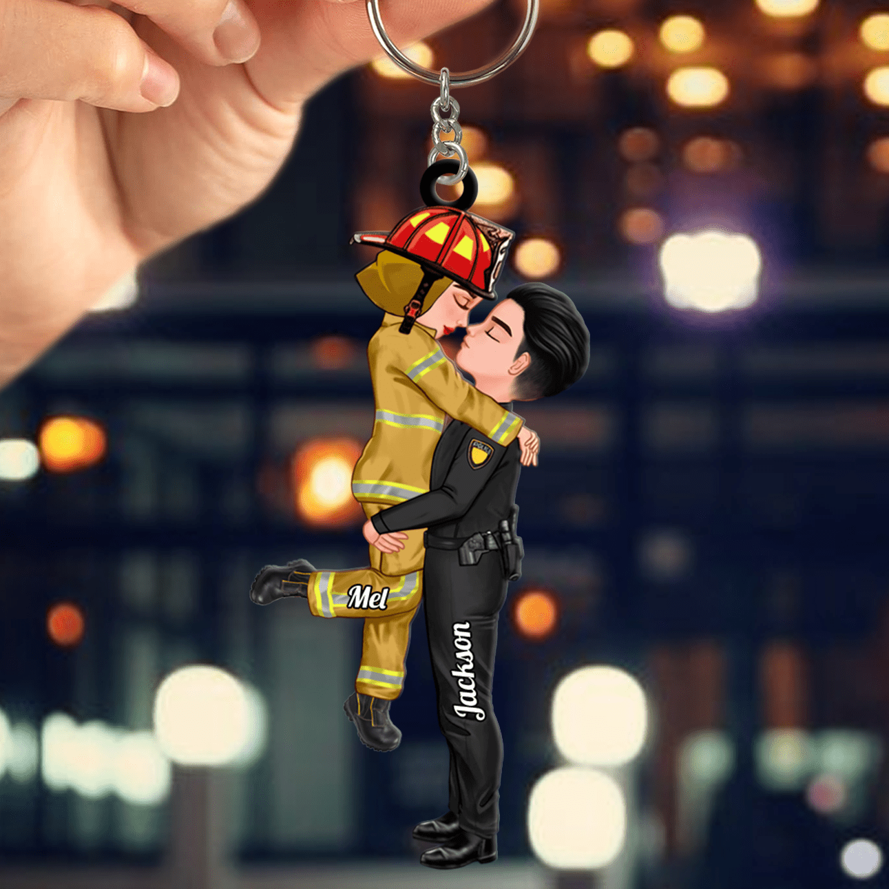 Personalized Couple Portrait, Firefighter, Nurse, Police Officer, Teacher, Military, EMS Acrylic Keychain Gifts by Occupation NVL20SEP23KL3 Acrylic Keychain HumanCustom - Unique Personalized Gifts Made Just for You 