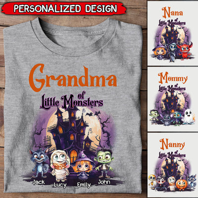 Grandma Of These Little Monsters - Family Personalized Custom Unisex T-shirt, Hoodie, Sweatshirt - Halloween Gift, Gift For Grandma, Grandpa NVL21AUG23TP1