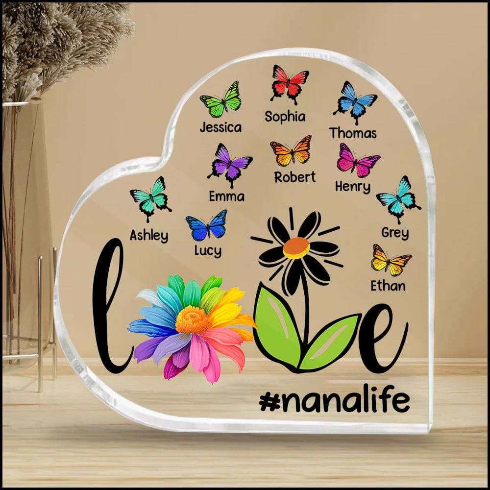 Grandma Mom Life Daisy Butterflies Personalized Acrylic Plaque NVL21DEC23TT2 Acrylic Plaque HumanCustom - Unique Personalized Gifts Made Just for You 