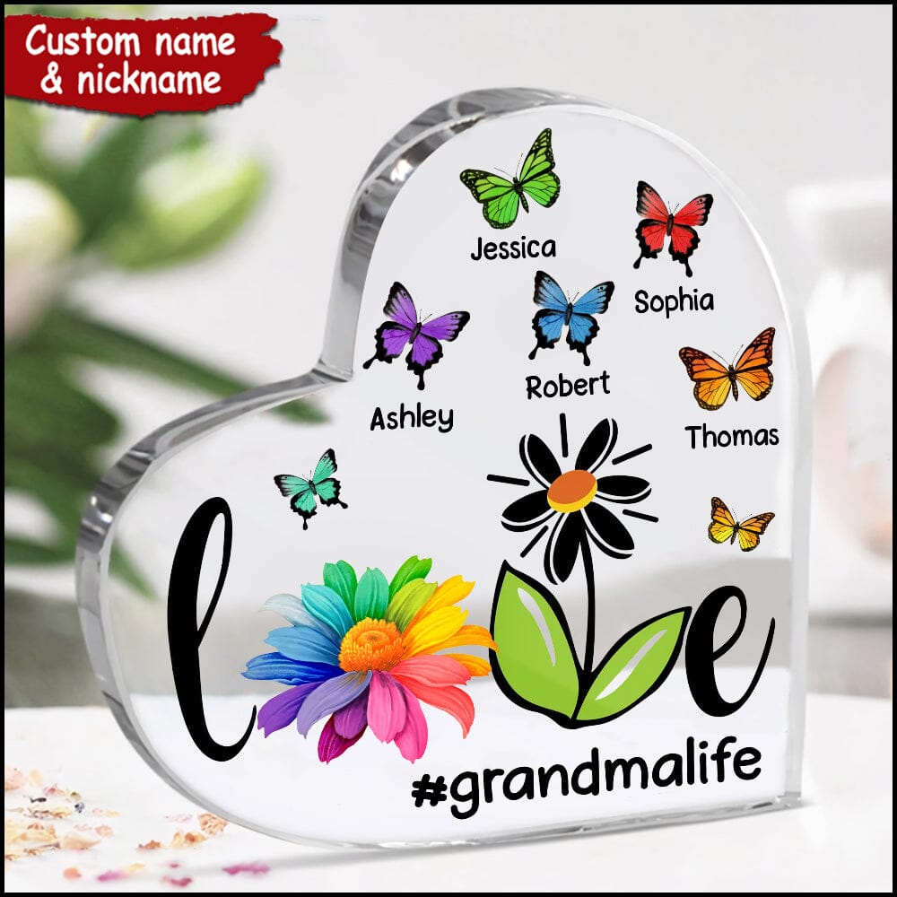 Grandma Mom Life Daisy Butterflies Personalized Acrylic Plaque NVL21DEC23TT2 Acrylic Plaque HumanCustom - Unique Personalized Gifts Made Just for You 