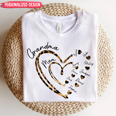 Leopard Heart In Heart Grandma Mom Kids Personalized Shirt NVL21FEB24KL2