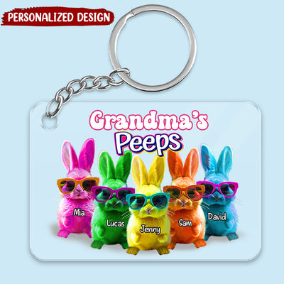 Grandma's Favorite Peeps Rainbow Color Personalized Acrylic Keychain NVL21MAR24VA1