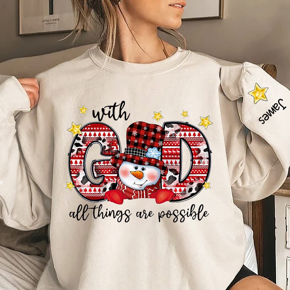 With God All Things are Possible Snowman Personalized Sweatshirt NVL21NOV23TT2 2d sweatshirt HumanCustom - Unique Personalized Gifts Made Just for You Sweatshirt White S