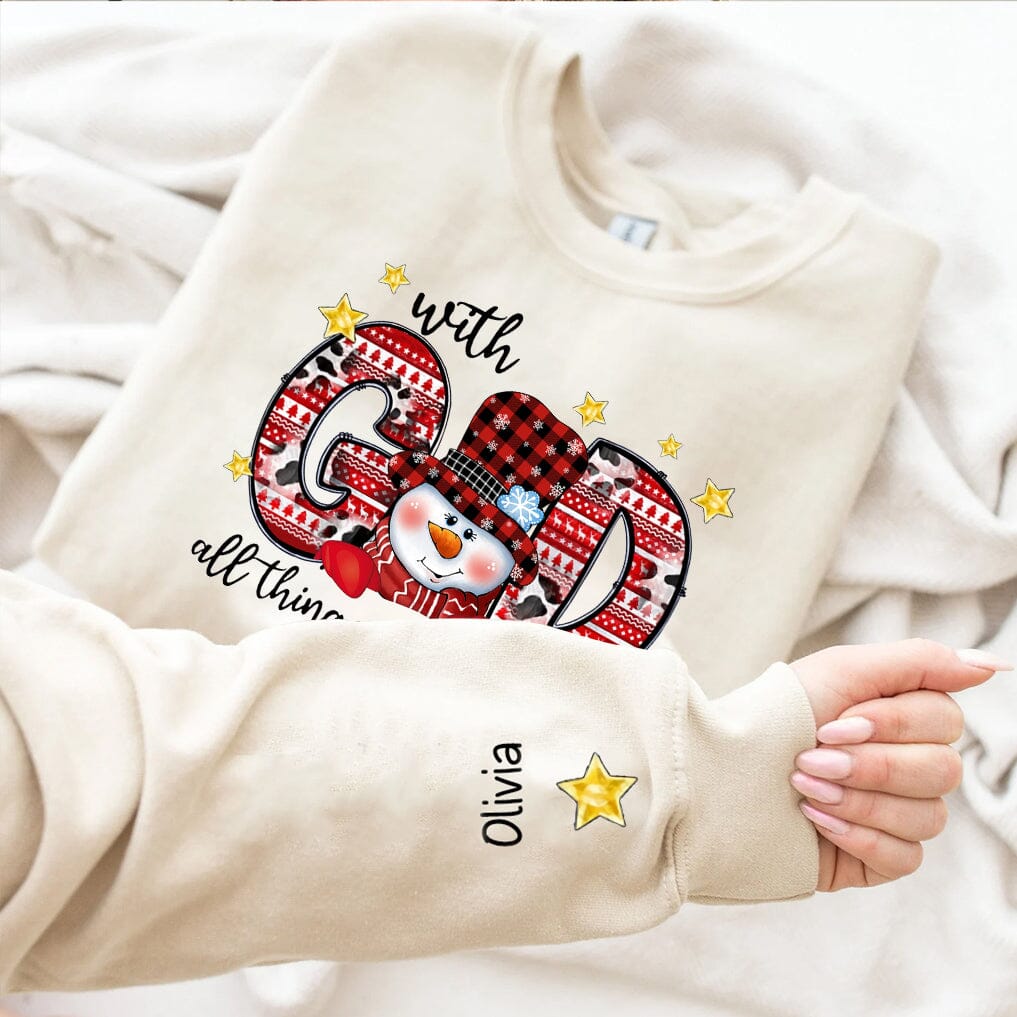 With God All Things are Possible Snowman Personalized Sweatshirt NVL21NOV23TT2 2d sweatshirt HumanCustom - Unique Personalized Gifts Made Just for You 