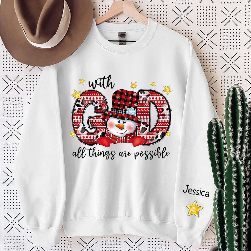 With God All Things are Possible Snowman Personalized Sweatshirt NVL21NOV23TT2 2d sweatshirt HumanCustom - Unique Personalized Gifts Made Just for You 