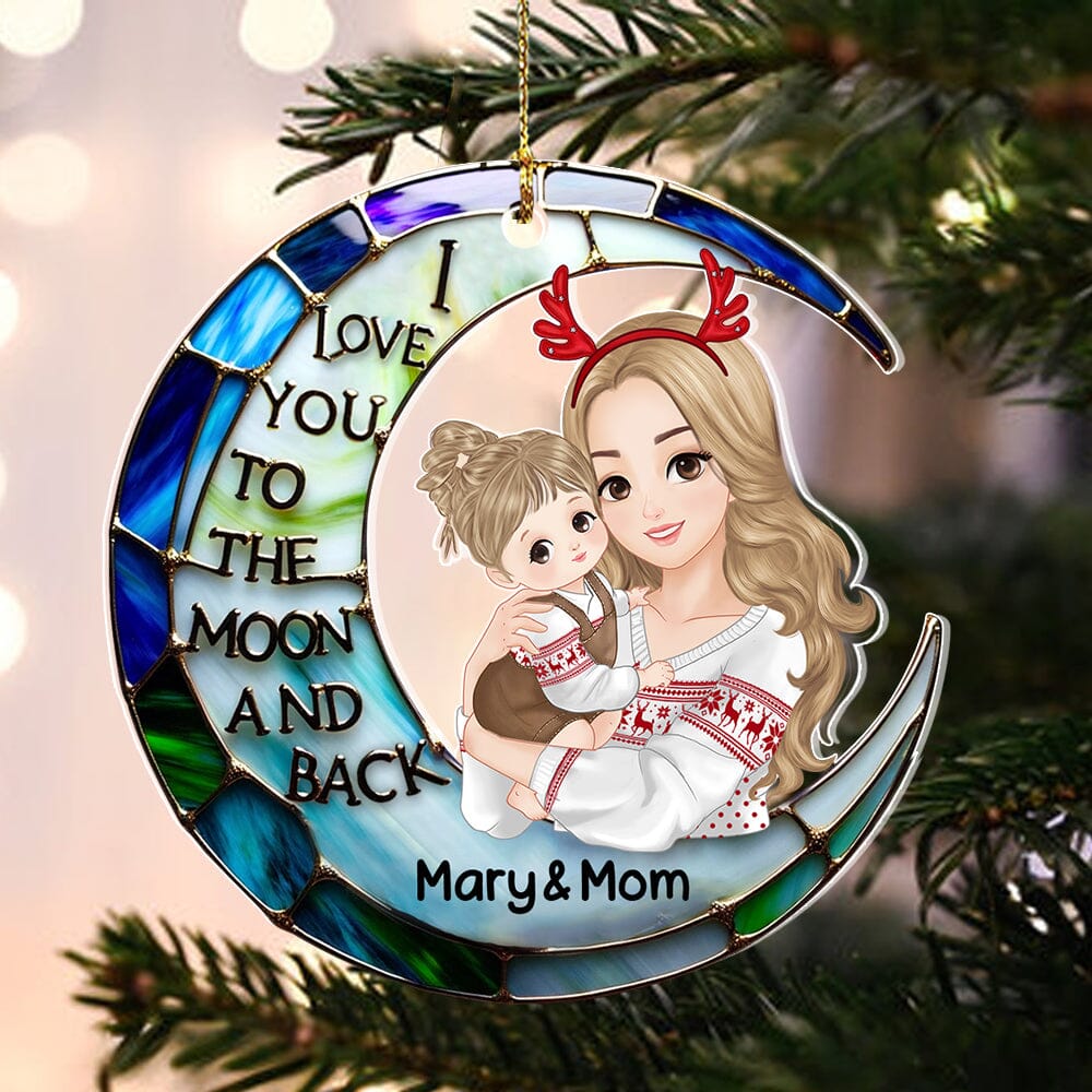 I Love You To The Moon And Back Christmas Gifts For Mom Personalized Acrylic Ornament NVL21OCT23NA1 Acrylic Ornament HumanCustom - Unique Personalized Gifts Made Just for You 