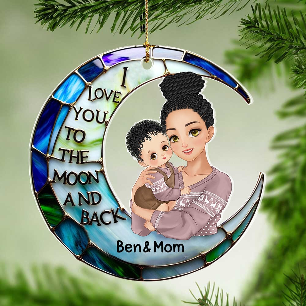 I Love You To The Moon And Back Christmas Gifts For Mom Personalized Acrylic Ornament NVL21OCT23NA1 Acrylic Ornament HumanCustom - Unique Personalized Gifts Made Just for You 