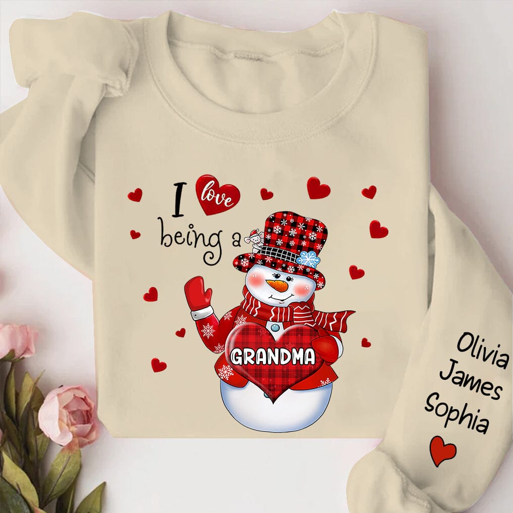 I Love Being A Nana - Family Personalized Custom Unisex Sweatshirt With Design On Sleeve - Christmas Gift For Grandma NVL21OCT23TT1 White T-shirt and Hoodie HumanCustom - Unique Personalized Gifts Made Just for You 