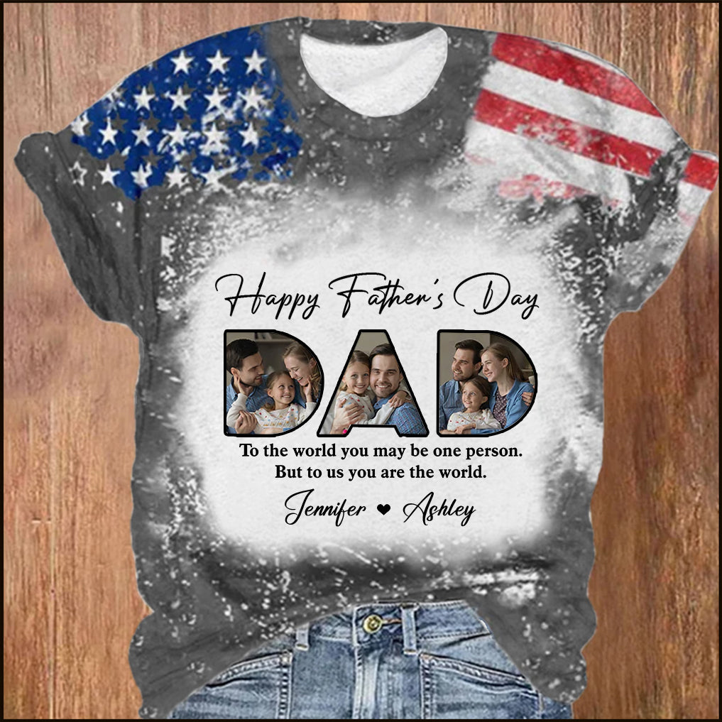 Custom Photo Dear Dad You're The World To Us - Family Personalized 3D T-shirt - Father's Day, Birthday Gift For Dad NVL22APR24TT2