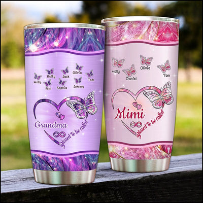 Sparkling Grandma - Mom Heart Butterfly Kids Personalized Tumbler NVL22JUN23VA1