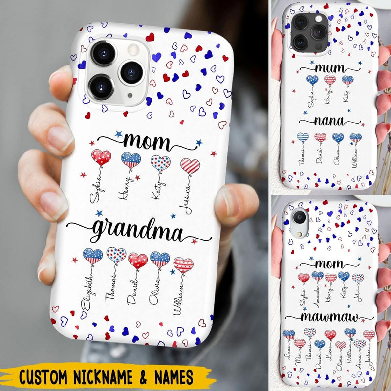 Discover Grandma Heart Balloon Independence Day Fourth Of July Personalized Phone Case