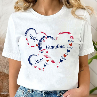 4th Of July Wife Mom Grandma With Heart Kids Personalized Shirt NVL23APR24KL1