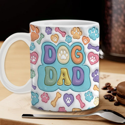Dog Human Fist Bump - Gift For Dog Dad, Dog Lovers - 3D Inflated Effect Printed Mug, Personalized White Edge-to-Edge Mug NVL23APR24KL3