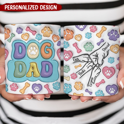 Dog Human Fist Bump - Gift For Dog Dad, Dog Lovers - 3D Inflated Effect Printed Mug, Personalized White Edge-to-Edge Mug NVL23APR24KL3