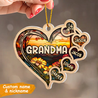 Personalized Landscape Heart Grandma Mom Kids Ornament NVL23AUG23CT2