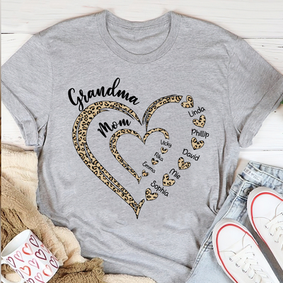 Leopard Grandma Mom Heart In Heart Personalized Shirt NVL23FEB24KL1