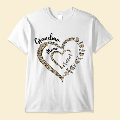 Leopard Grandma Mom Heart In Heart Personalized Shirt NVL23FEB24KL1
