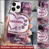 Personalized Grandma Mom With Sweet Heart Kids, Multi Colors Glass Phone Case NVL23JUN22TT1 Glass Phone Case Humancustom - Unique Personalized Gifts