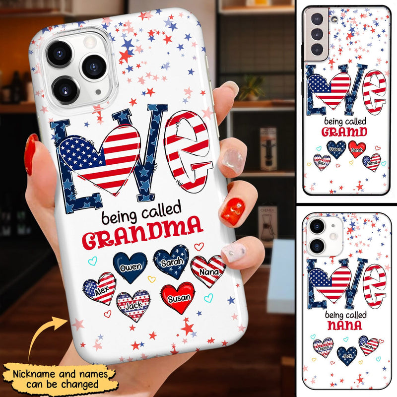 Discover 4th of July Love Being Called Grandma Auntie Mom American Flag Personalized Phone Case