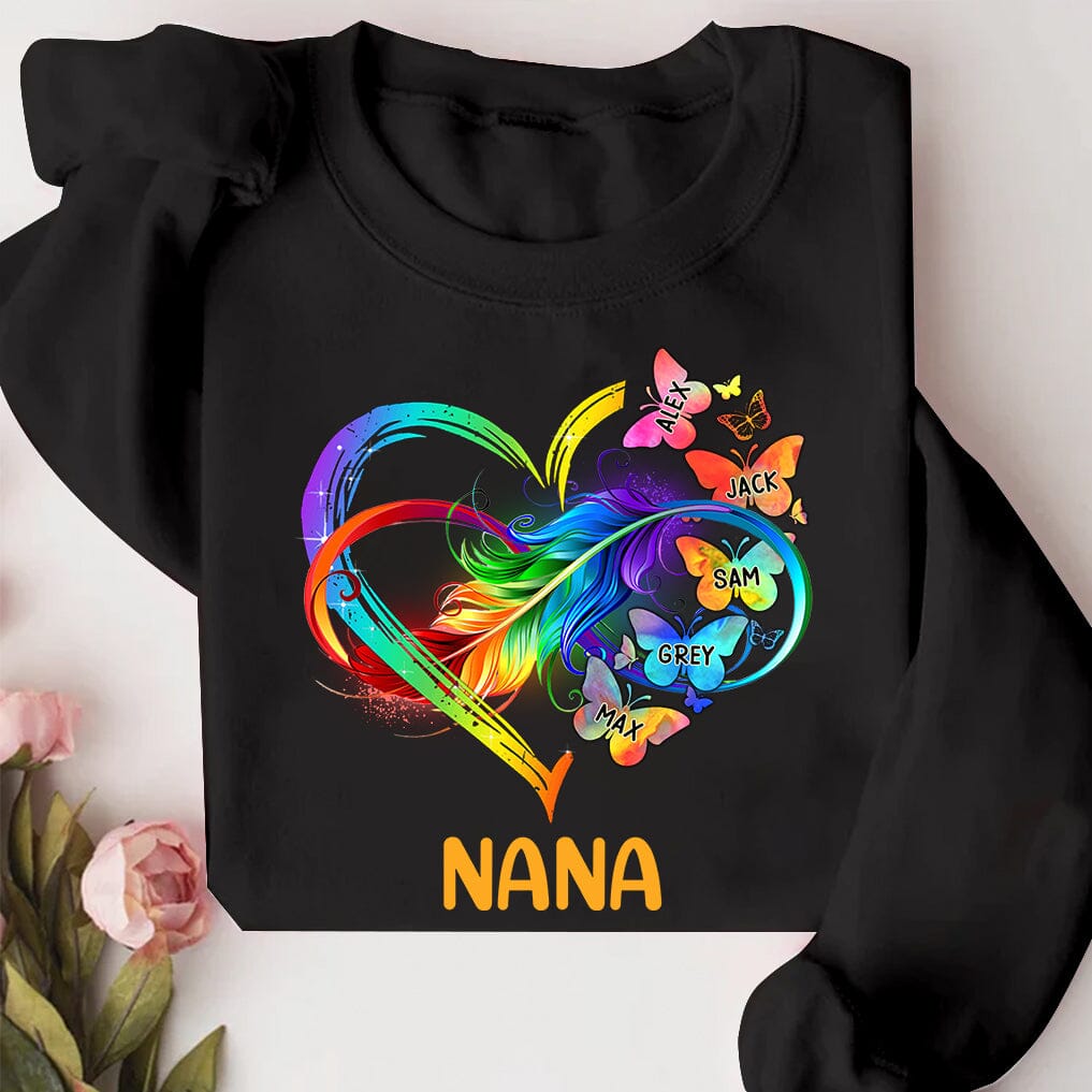 Grandma Grandkids Infinity Love Family Gift Heart Butterflies Rainbow Personalized Sweatshirt NVL23OCT23TT1 White T-shirt and Hoodie HumanCustom - Unique Personalized Gifts Made Just for You 