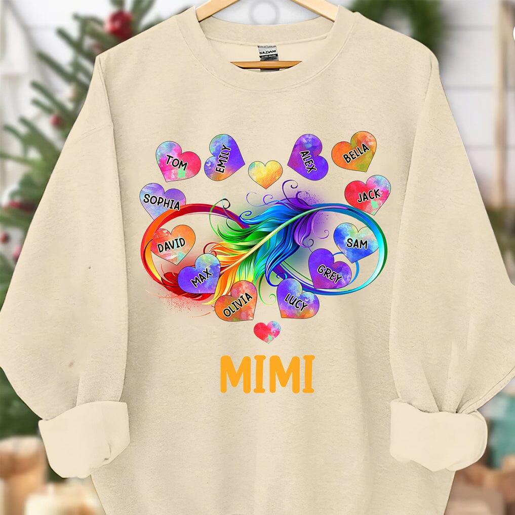 Grandma Grandkids Infinity Love Family Gift Heart Rainbow Personalized Sweatshirt NVL23OCT23TT2 Black T-shirt and Hoodie HumanCustom - Unique Personalized Gifts Made Just for You 