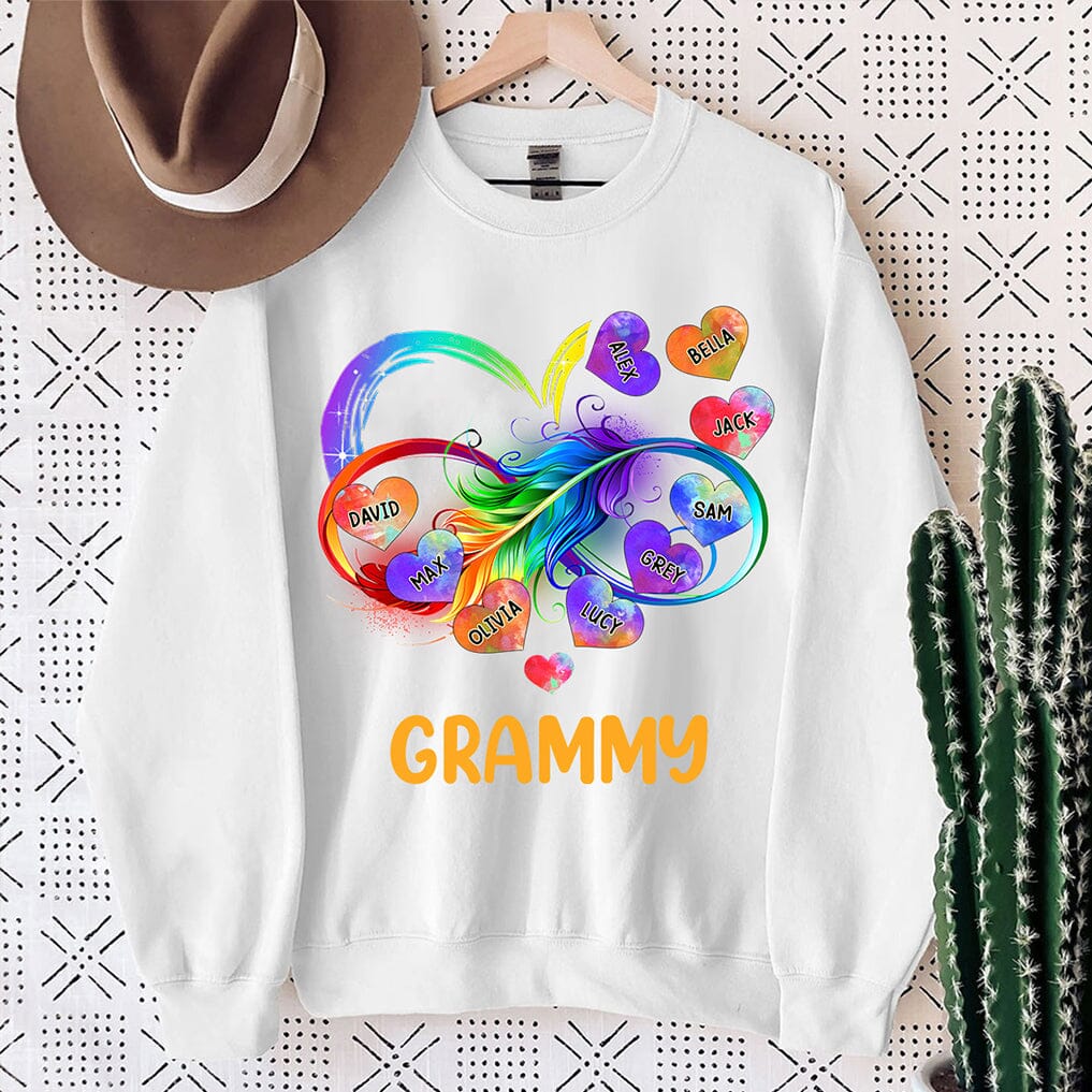 Grandma Grandkids Infinity Love Family Gift Heart Rainbow Personalized Sweatshirt NVL23OCT23TT2 Black T-shirt and Hoodie HumanCustom - Unique Personalized Gifts Made Just for You 