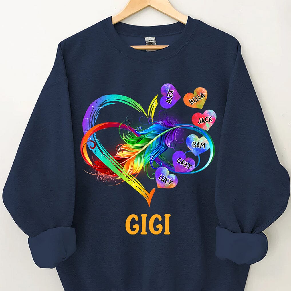 Grandma Grandkids Infinity Love Family Gift Heart Rainbow Personalized Sweatshirt NVL23OCT23TT2 Black T-shirt and Hoodie HumanCustom - Unique Personalized Gifts Made Just for You Sweatshirt S Black