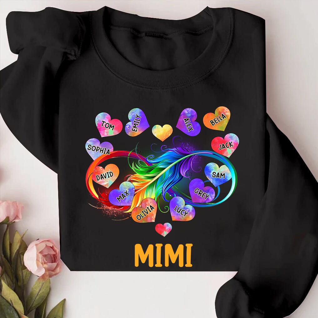 Grandma Grandkids Infinity Love Family Gift Heart Rainbow Personalized Sweatshirt NVL23OCT23TT2 Black T-shirt and Hoodie HumanCustom - Unique Personalized Gifts Made Just for You 