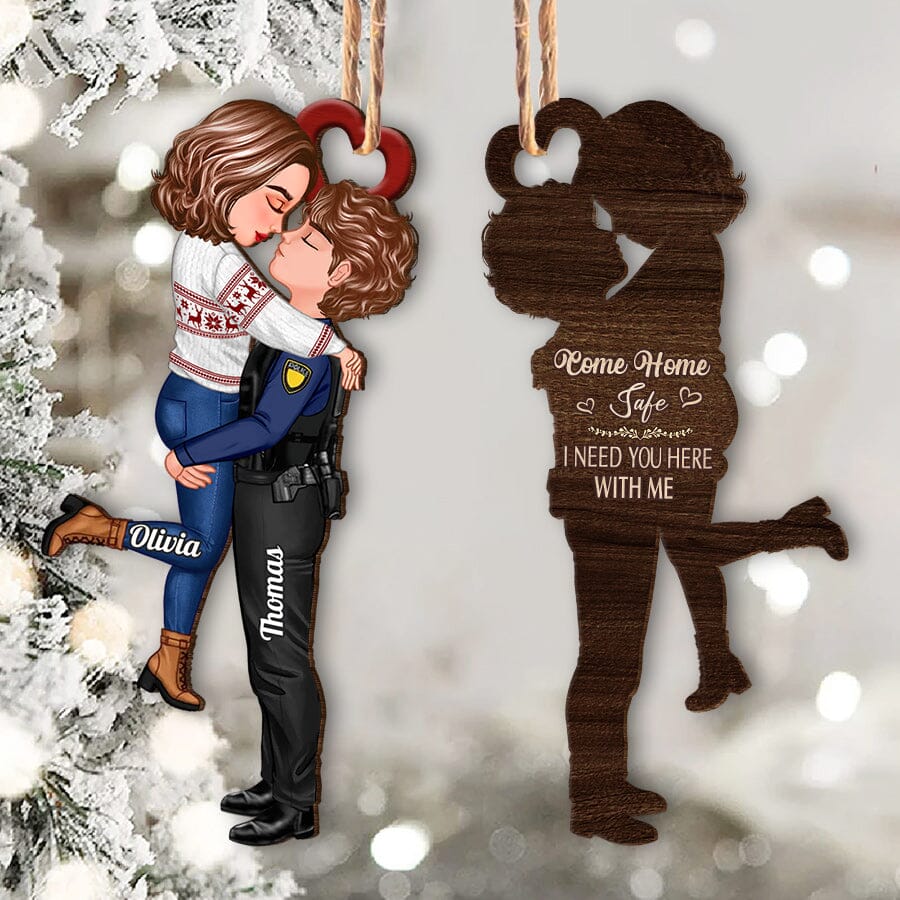 Couple Portrait, Firefighter, Nurse, Police Officer, Military, Chef, EMS, Flight, Teacher, Gifts by Occupation Personalized Wood Shape Ornament NVL23OCT23VA1 Wood Custom Shape Ornament - 2 Sided HumanCustom - Unique Personalized Gifts Made Just for You 