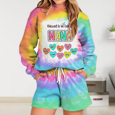 Blessed To Be Called Grandma With Heart Grandkids Personalized Hoodie Two Piece Set NVL24APR24KL1